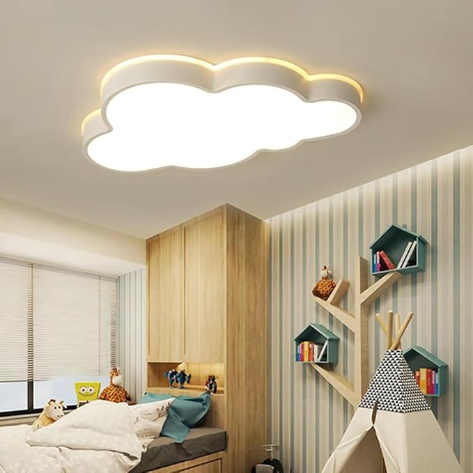 Cloud Shape LED Ceiling Light Fixture,Modern 23 Inch Recessed Ceiling Lights,Dimmable Light,White 34W 3000K-6000K Close to Ceiling Lighting Flush Mount Living Room Bedroom