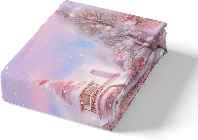 Manfei Christmas Duvet Cover Set Twin Size, Winter Snowman Truck Flower Bedding Set for Kids Girls Room Decor, New Year Pink Comforter Cover, Soft Polyester Quilt Cover, 1 Pillowcase, No Comforter