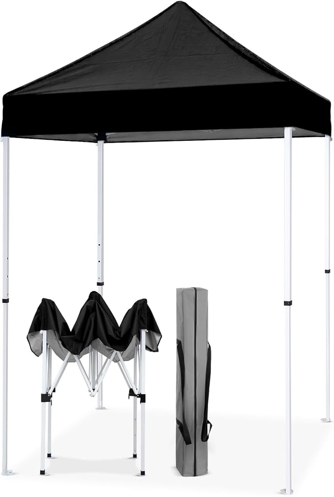 EAGLE PEAK 5x5 Pop Up Canopy Tent Instant Outdoor Canopy Easy Set-up Straight Leg Folding Shelter, Black