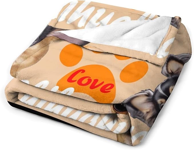Chihuahua Blanket Funny Chihuahua Dog Gifts for Girls Boys Woman Kids Dog Lover Throw Blankets Soft Blanket Warm Fleece Flannel Plush Blankets for Bed Sofa Couch 40"x50"
