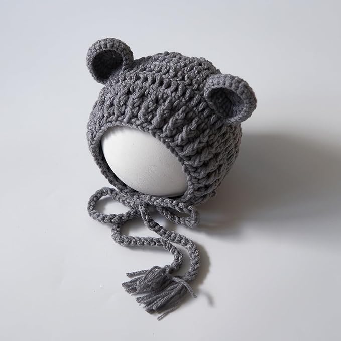 Zeroest Newborn Baby Boy Girl Photography Props Bear Hat Outfits Crochet Kint Handmade Cap Set for Newborn Photo Shoot