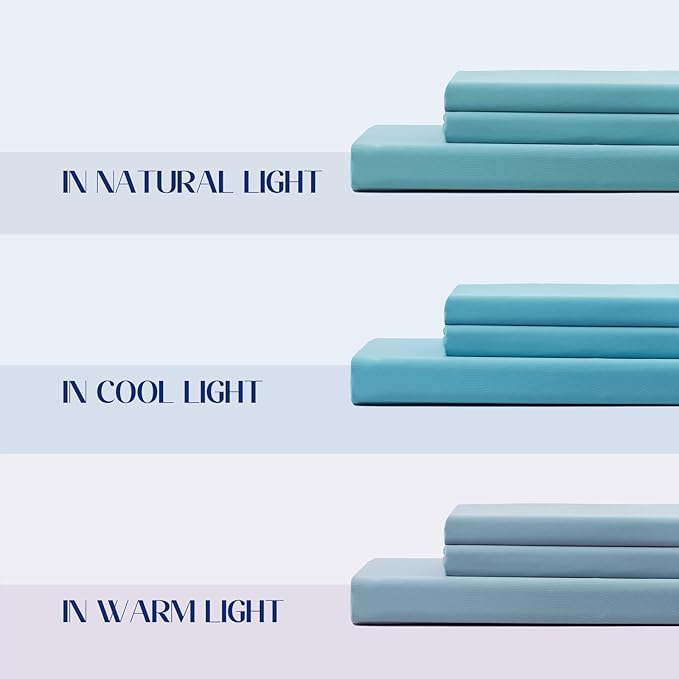 Dream Valley® Queen Sheet Set, Cooling Fitted Sheet with 2 Pillowcase-3 PCS with No Flat Sheet,Q-Max > 0.4 Aerocool, Cooling for Night Sweats, Hot Sleepers,deep Pocket up to 15",Dream Blue