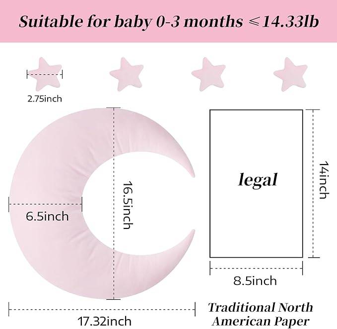 IGMaryBox Baby Moon Star Pillow Newborn Posing Pillow Newborn Photography Prop Infant Photography Posing Pillows (Pink)
