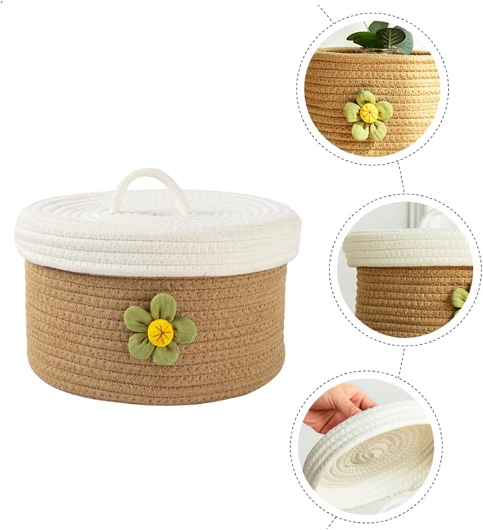 Unomor Round Woven Storage Basket Moses Basket Modern Style Storage Bin for Clothes