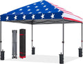 ABCCANOPY Pop Up Canopy - Outdoor Patio Portable Canopy Tent Heavy Duty for Backyard and Deck with 4 Sandbags(American Flag, 10x10)
