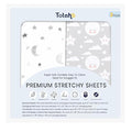 TotAha Premium Soft Pack n Play Sheets, Super Stretchy Jersey Knit Mini Crib Sheets Fitted, Silky Comfort Graco Pack and Play Mattress Sheets 2-Pack, Moon & Grey Sky