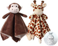 CREVENT Cozy Plush Baby Security Blanket, Loveys for Baby Girls and Boys, Birthday (Monkey+Giraffe)