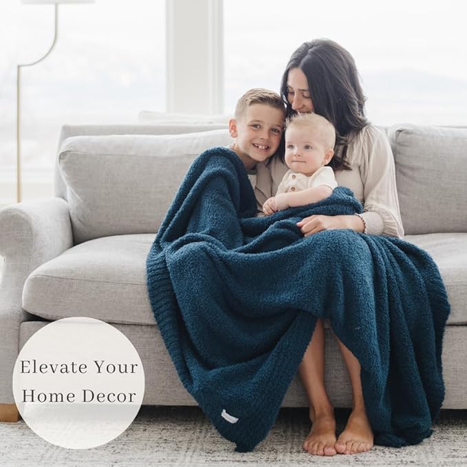 SARANONI Bamboni Luxury Throw Blanket | Oversized Super Soft Plush Home Decorative Comfy Blankets for Couch or Bed | Nautical Blue - X-Large 60” x 80”