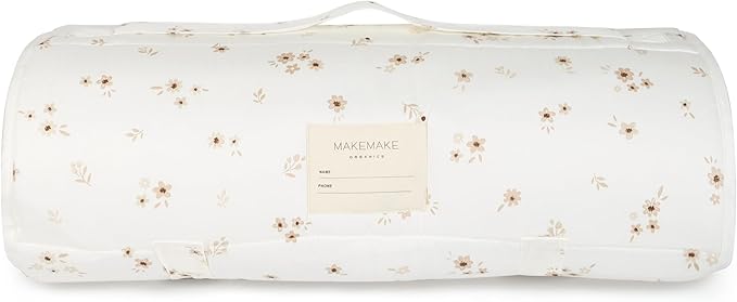 Makemake Organics GOTS Certified Organic Cotton Nap Mat with Detachable Pillow for Kids Soft Sleeping Bag for Toddlers, Boys, Girls - Ideal for Daycare, Preschool, Kindergarten