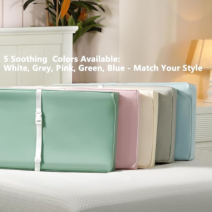 Vegan Leather Changing Pad Cover with Zipper - 31"X 16" - Waterproof Wipeable, Extra Thick & Portable & Non-Slip Diaper Mat - Fits Standard Changing Tables (Gray)