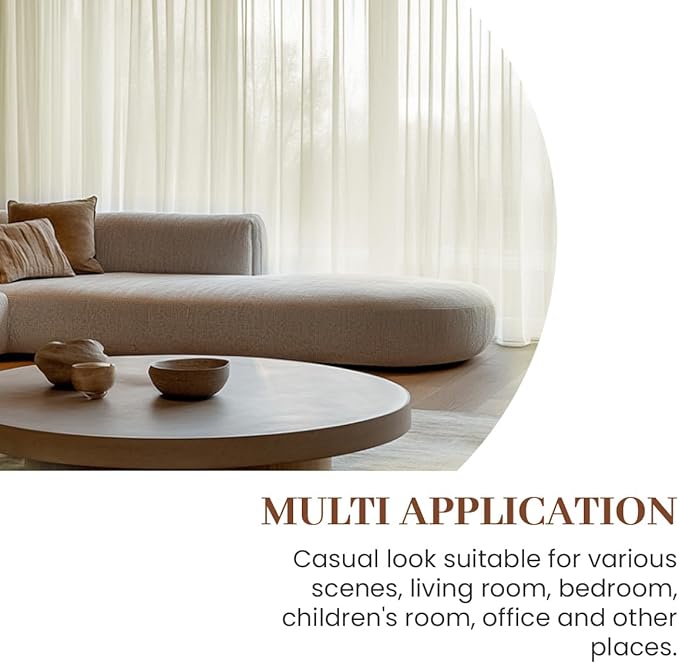 Dreaming Casa Ivory Sheer Curtains 84 Inches Long, Rod Pocket & Back Tab Light Filtering Textured Sheers for Living Room Bedroom, 2 Panels, Each 52" W x 84" L