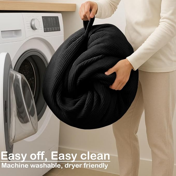 Nobildonna 3 ft Bean Bag Chair Cover (No Filler) 35"×43" Large Stuffed Animal Storage Bean Bag Washable Big Beanbag Chair Cover Premium Corduroy Stuffable Bean Bag Cover for Adults,Kids,Black 300L