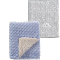 CREVENT 2Pcs 30''X40'' Cute Cozy Fluffy Warm Baby Blankets for Infants Toddlers' Bedding Crib Cot Stroller - Grey Cloud + Blue Sherpa