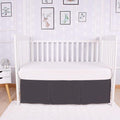 Box Pleated Mini Crib Bed Skirt Premium 100% Cotton 800 Thread Count Nursery Crib Toddler Bedding Crib Bedskirt for Baby Boys or Baby Girls, (24" x 38") + 10" Drop Lenght - Dark Grey Solid
