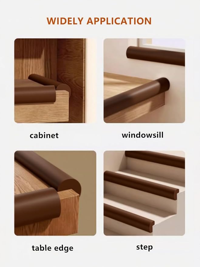 Baby Proof Edge Corner Protector, 6.56FT 0.47''Th L-Shape Furniture Corner & Edge Safety Bumper with 6 Corners, Pre-Taped, Soft NBR Rubber Foam Desk Edge Cushion Wall Corner Protector(Dark Brown)