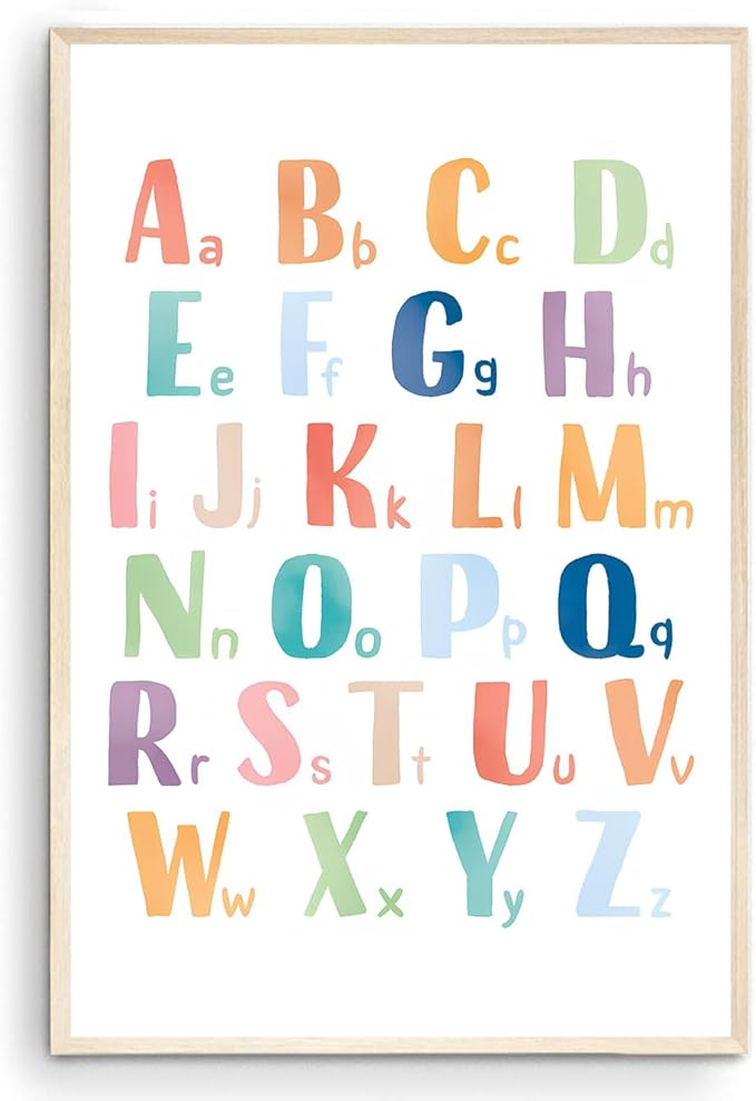 OZCONO Rainbow Alphabet Poster for Kids, Educational ABC Wall Chart for Classroom Decor, Montessori, Nursery Toddler Learning (Unframed) (27x40)