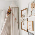 MAMERIA Kids Bed Canopy with Frills Cotton Hanging Tent Curtain Net for Reading Nook Hideaway Bedding Play Room Decor (Beige)