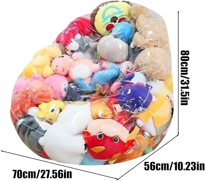 Stuffed Animal Storage Bean Bag Cover, 270L Clear Soft Toy Storage Bean Bag, Waterproof Stuffed Animal Storages Chair Cover, Large Capacity Stuffable Plush Toy Storages Kids Beans Bags Chair