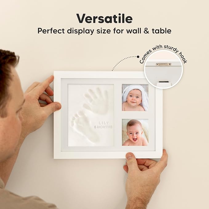 KeaBabies Baby Hand and Footprint Kit - Quick Dry Clay Baby Footprint Kit, Pets Paw, Newborn Keepsake Picture Frame for Boys, Girls, Personalized New Mom Gifts for Shower & Christmas (Vintage White)