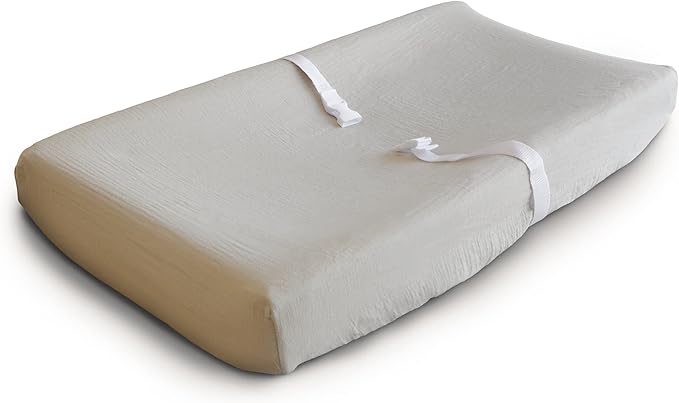 mushie Extra Soft Muslin Fitted Changing Pad Cover (Fog)
