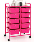 RELAX4LIFE 10-Drawer Rolling Storage Cart - Mobile Craft Art Supply Storage Organizer for Tool Scrapbook Paper Salon, Office School Classroom Teacher Rolling Cart with Drawers, Utility Cart on Wheels