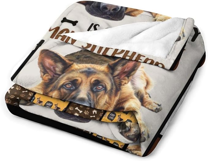 German Shepherd Dog Print Blanket Best Dog Pet Animal Throw Blankets for Couch Sofa Stuff Decor Gifts Lightweight Soft Cozy Fleece Plush Warm Flannel Bedding for Lover Man Woman Teen Adults 40"x50"