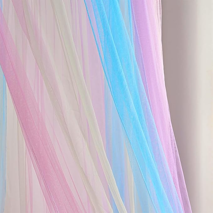 Kertnic Rainbow Bed Canopy for Girls Dreamy Mosquito Net for Bed Round Dome Princess Bed Canopy Girl Room Play Tent Kids Canopy Bed Netting Curtains (Single Layer- Pink)