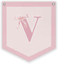Lacama Initial Personalized Preppy Banner, Baby Shower Decor Girl Nursery Decor, Coquette Pink Bow Teen Girl Gifts, Vintage Room Toddler Room Bedroom Playroom Front Door Birthday Gift(V)