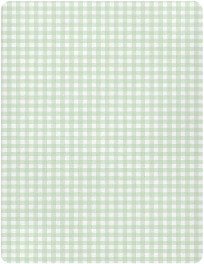 Green Gingham Checkered Crib Sheets for Boys Girls Soft Breathable Mini Crib Sheets for Baby 52" x 28"