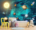 Kids Universe Planet Galaxy Wallpaper Solar System Starry bight Sky Ceiling Nursery Wall Mural - 137"x96"（Not Peel and Stick）