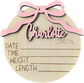 Generic Personalized 3D Baby Girl Name Announcement Sign with Bow - Custom Newborn Birth Stats - Hospital Photo Prop - Multiple Sizes & Fonts - 30 Color Options