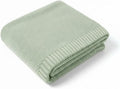 Baby Knit Blanket Soft Cotton Lightweight Newborn Blanket for Crib Stroller Toddler Nursery Shower Gift Cozy Breathable Travel Swaddle Wrap Sage Green 36 x 28 Inches