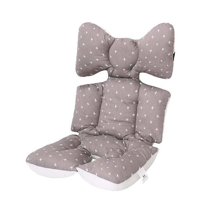 Baby Stroller Seat Liners, Reversible Baby Stroller Cushion Pad Soft and Breathable 3D Air Mesh Cotton Universal Baby Seat Pad Liner for Strollers, Car Seats (Grey)