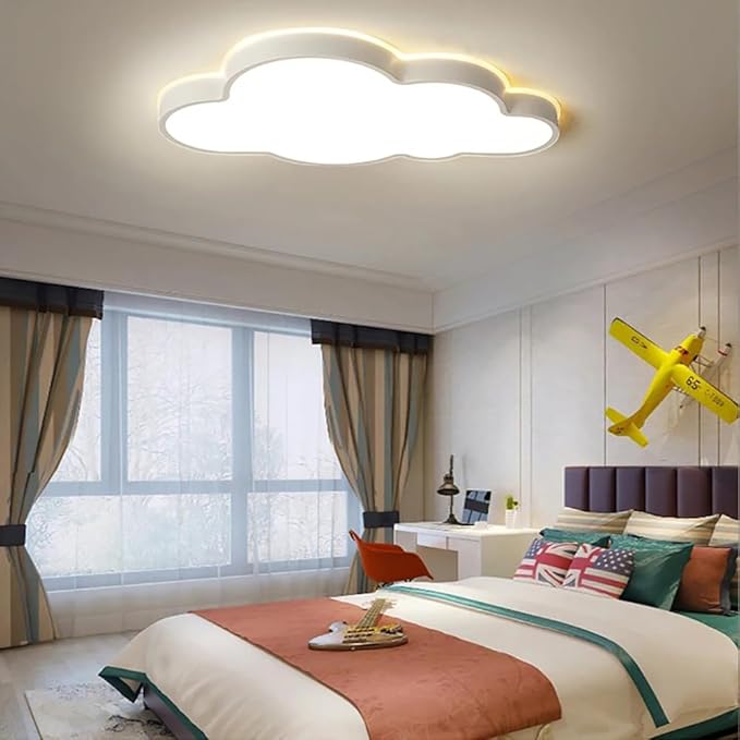 Dimmable LED Flush Mount Ceiling Light Fixture with Cloud Shape,42W 27Inch Close to Ceiling Lamp Modern Lights for Bedroom Kitchen, White Recessed Indoor Lighting 3000K-6000K Light Color Adjustable