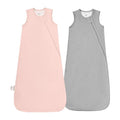Supersoft Rayon Made from Bamboo Sleep Sack 18-24 Months 0.5 Tog Lightweight Toddler Sleep Sack 2t Baby Wearable Blanket with 2-Way Zipper Summer Unisex Sleeping Bag for Babies (2 Pack) Pink & Gray