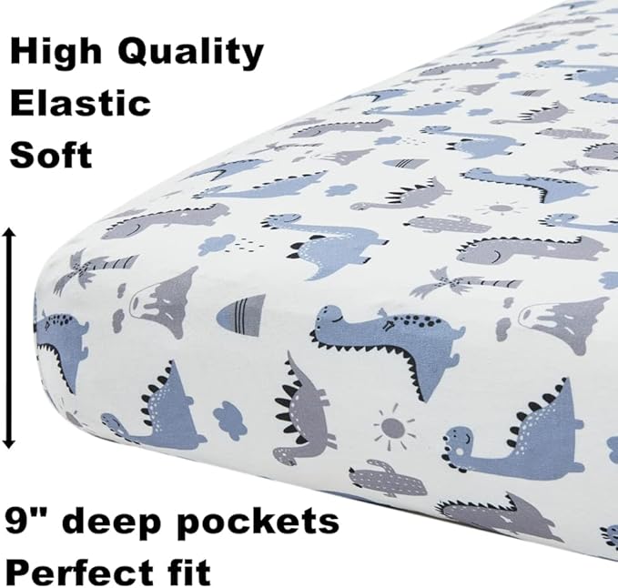 4 Pack Soft Baby Boy Crib Sheets for Standard Crib Mattress Dinosaur Star Cloud Soft Neutral Unisex Fitted Crib Sheets Set for Baby Boys