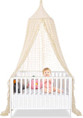 Bed Canopy for Girls - Princess Bed Canopy - Crib Canopy for Boys and Girls Bedroom Decor, Suitable for Use in Cribs Canopy Bed Curtains (Beige)