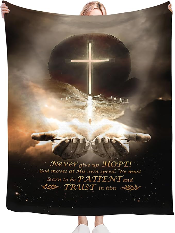 Tijuboni Christian Throw Blanket God Religious Gifts for Women Men Girls Boys Kids Adults Soft Flannel Fleece Blanket for Couch Sofa Bed Home Decor 40"x50"
