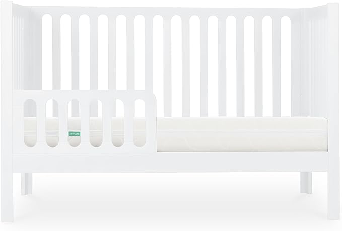 Newton Baby Galileo Standard Crib, Solid Beech Wood in White Color, 3-in-1 Convertible Crib with Toddler Bed Conversion Kit, Ultra-Safe Non-Toxic Finish