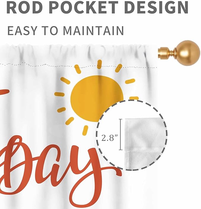 Rainbow Curtains for Classroom, Kids Girls Baby Boho Cute Inspirational Motivational Quotes Cartoon Colorful Pastel Nursery Classroom Bedroom Living Room Bathroom Window Drapes 2 Panels, 55"x63" Inch