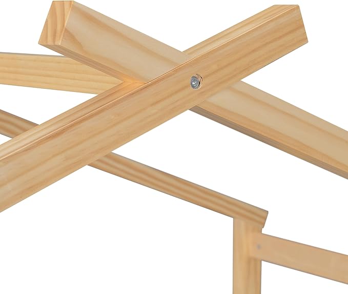 Harper & Bright Designs Full House Bed for Kids, Wood Montessori Beds with Trundle, Full Platform Bed Frame with Roof, Playhouse Bed for Kids,Teens, Bedroom, Natural