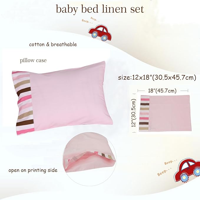 Baby Crib Bedding Set Bed Linen 2pcs Toddler Crib Duvet Cover Set,100% Cotton Poplin, 40x48 Duvet & 12x18 Pillowcase, Soft Embroidery Infant Quilt Cover Baby Bedding