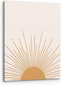 PHAMTE Mid Century Modern Boho Sun Wall Art, Minimalist Sun Sunset Sunrise Sunshine Nursery Print Framed Canvas Painting Artwork Home Bathroom Girls Room Kitchen Office Decor（11x14 Inch）