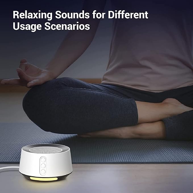 BGOVERSS White Noise Sound Machine with 20 Soothing Sounds, 10 Colors Night Light Sleep Machines Home Office Travel, 5 Timers and Memory Feature Sound Machine for Nursery Baby Kids Adults (Black)