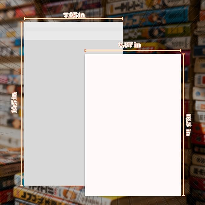 100 Pack Comic Book Bags and Boards Set 7.25x10.5 Inch Self-Sealing Comic Bags and Boards with Archival Boards for Long-Term Storage & Protection