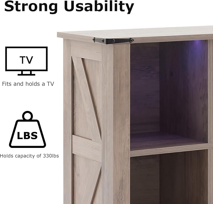 6 Cube Storage Organizer, Wood Cube Bookshelf with LED Lights, Horizontal Storage Cubes, Kids Bookshelf, Display Cabinet Cubby Shelf for Living Room Home Office Bedroom, Grey