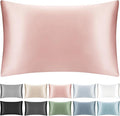 100% Mulberry Silk Zippered Bed Pillowcase for Hair and Skin,Zip Up Real Silk Large Pillow Case,19 Momme Grade 6A,1pc,Light Pink,Super King Size 20x36 Inches