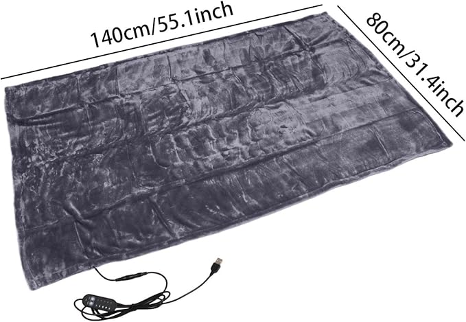 Portable Heated Blanket Throw - USB Charging Flannel Electric Blankets, Fast Heating Warming Winter Throw Blanket for Women, Machine Washable (Light Pink, 55X31 Inches)