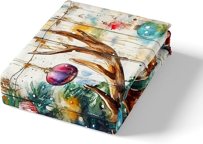 Cabin Deer Duvet Cover Set Full Size,Tie-dye Christmas Tree Wooden Plank Rustic Bedding Set,Boys Girls Room Decor,Wild Animal Farmhouse Comforter Cover,Brown Quilt Cover,2 Pillowcases,No Comforter