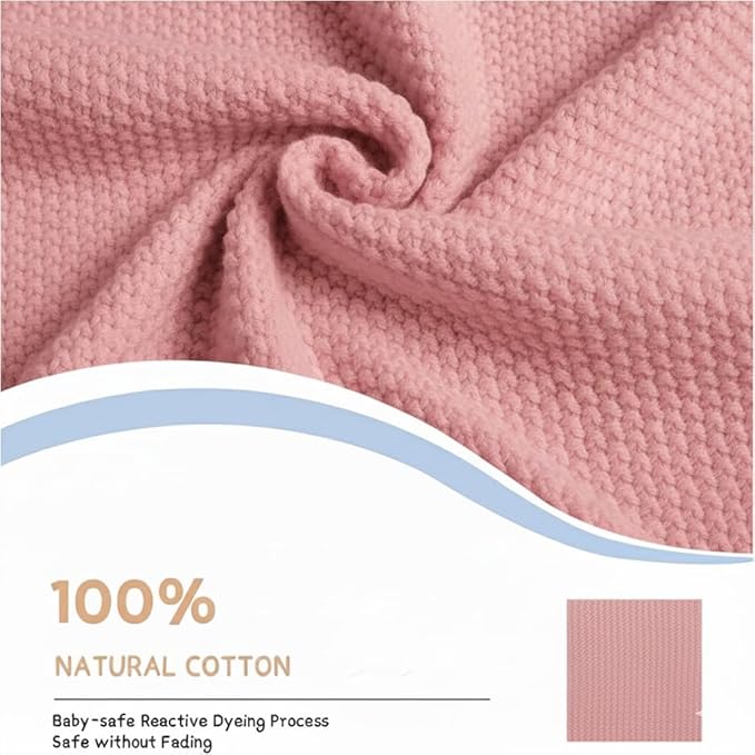 Baby Knit Blanket Soft Breathable Cotton Scallop Border Blankets Newborn Knitted Blanket Swaddle Blankets Gifts for Baby Newborn Toddler Shower Boy Girl New Mom Birthday Christmas RP 30x40
